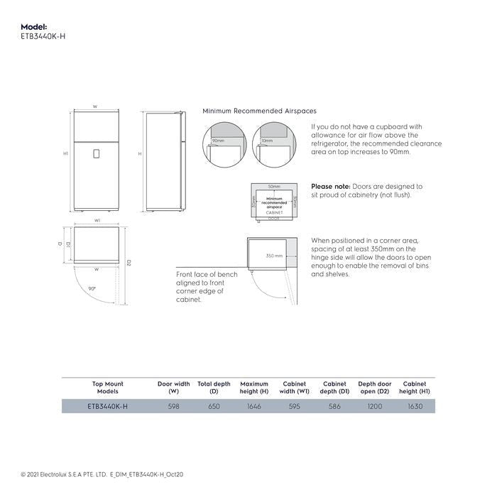 Electrolux ETB 3440K - H 2 Doors Fridge Inverter Taste Seal G331L Black | TBM Online