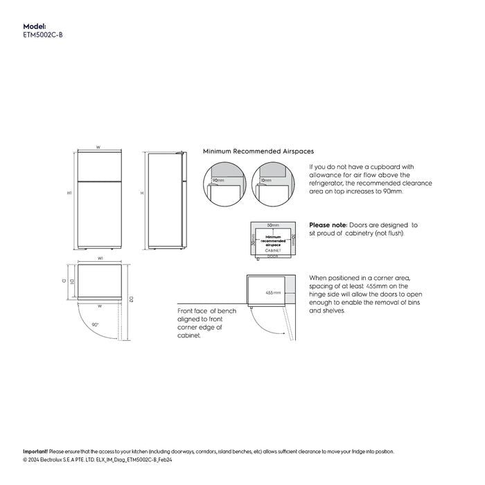 Electrolux ETM5002C - B 700 Series 2 Doors Fridge Top Freezer 503L | TBM Online