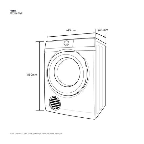 Electrolux EDV904H3WC Venting Dryer Ultimatecare 300 9.0kg | TBM Online
