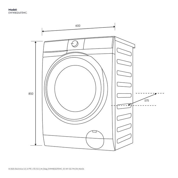 Electrolux EWW8024P3WC Front Load Washer 8.0kg Dryer 5.0kg | TBM Online