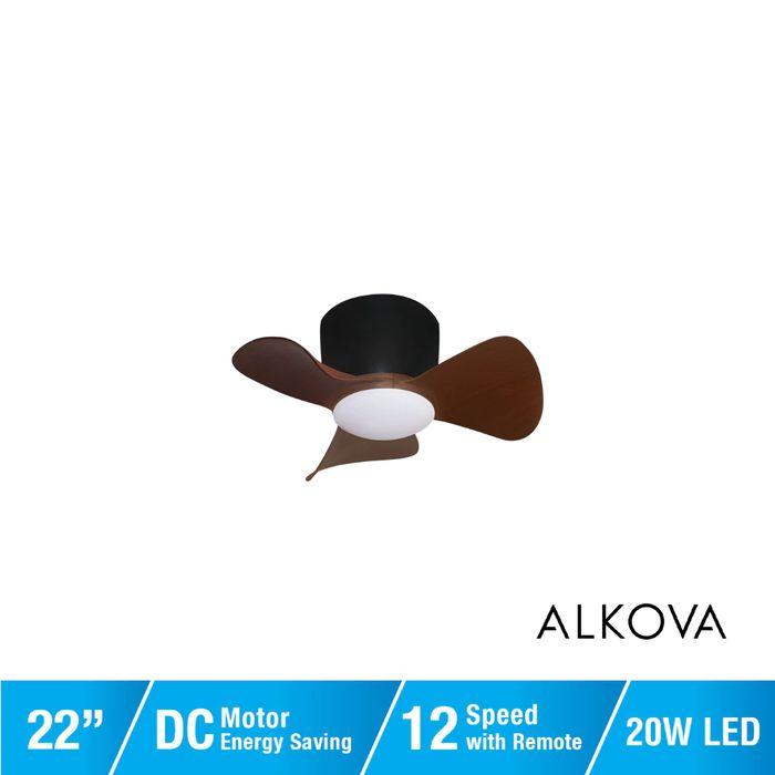 Alpha Alkova MILI-3B/22 LED HG WALNUT/MB Ceiling Fan 22" 3 Blades Walnut Matt Black