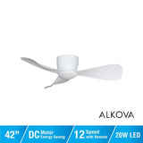 Alpha Alkova MILI-3B/42 LED HG MATT WHITE Ceiling Fan 42" 3 Blades Matt White