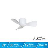 Alpha Alkova MILI-3B/33 LED HG MATT WHITE Ceiling Fan 33" 3 Blades Matt White