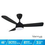 Vannus V3 3B/46 LED MATT BLACK Ceiling Fan 3 Blades 46" DC Motor LED Matt Black