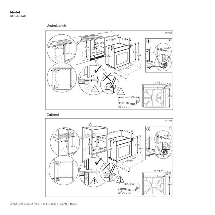 Electrolux KOCAP3XH 60cm 700 Series MealAssist SteamCrisp Built-In Single Steam Oven With 72L Capacity