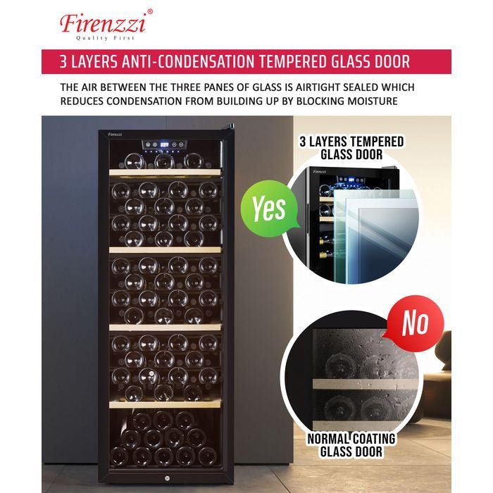 Firenzzi FWC - 3105 Wine Chiller 203L 3 Layers Anti - Condensation Tempered Glass Door | TBM Online