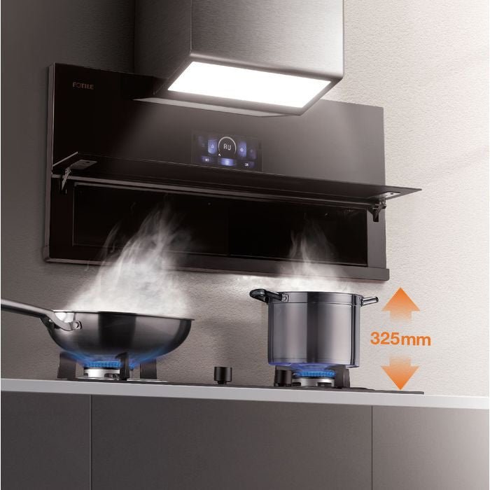 Fotile AMG9068 Chimney Hood 90cm Wide Black Tempered Glass Surface | TBM Online