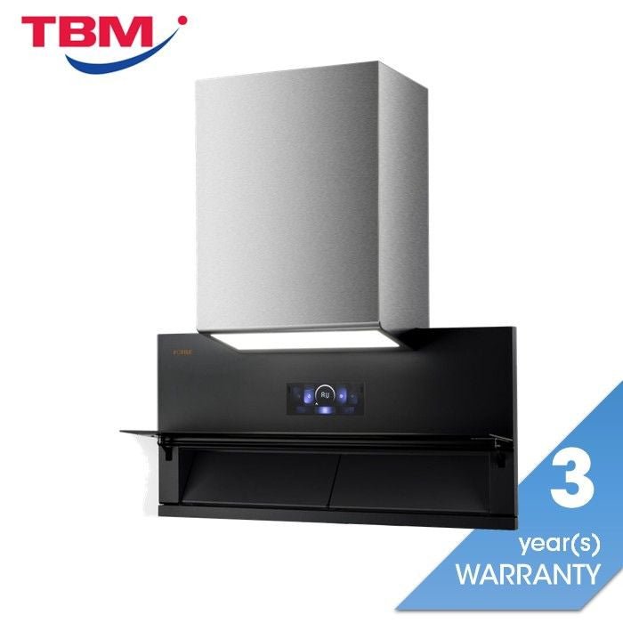 Fotile AMG9068 Chimney Hood 90cm Wide Black Tempered Glass Surface | TBM Online
