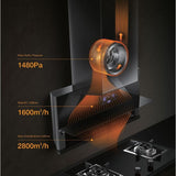 Fotile AMG9068 Chimney Hood 90cm Wide Black Tempered Glass Surface | TBM Online