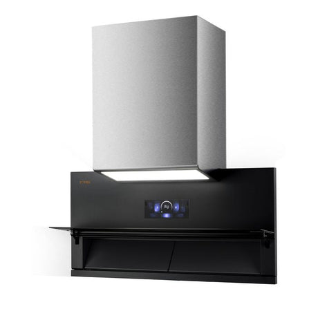 Fotile AMG9068 Chimney Hood 90cm Wide Black Tempered Glass Surface | TBM Online