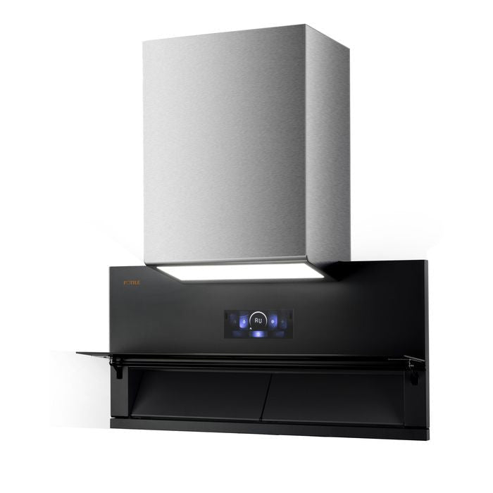 Fotile AMG9068 Chimney Hood 90cm Wide Black Tempered Glass Surface | TBM Online