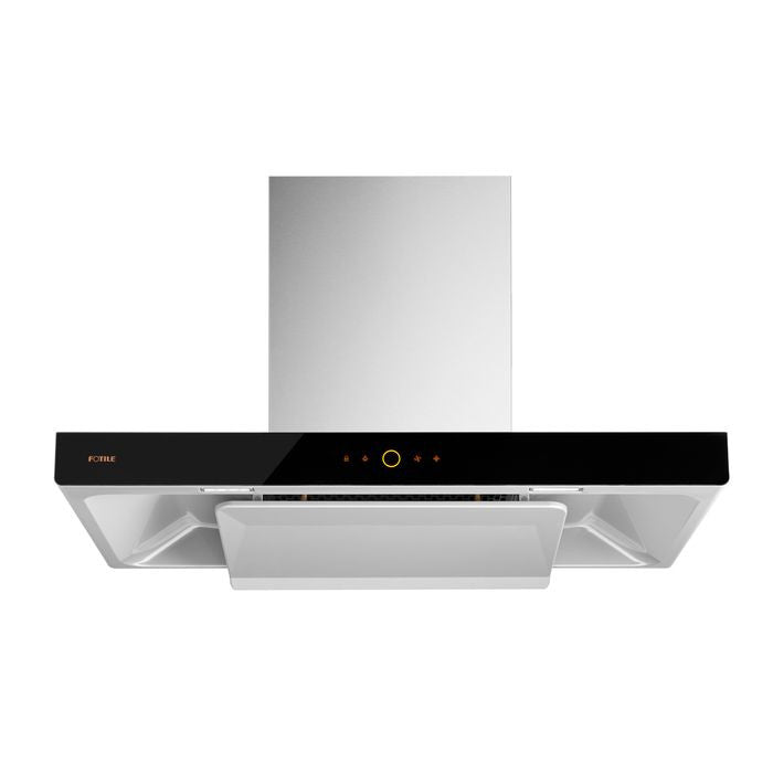 Fotile EMG9008 - CR Chimney Hood 90cm Wide Stainless Steel With Black Panel Surface Design | TBM Online