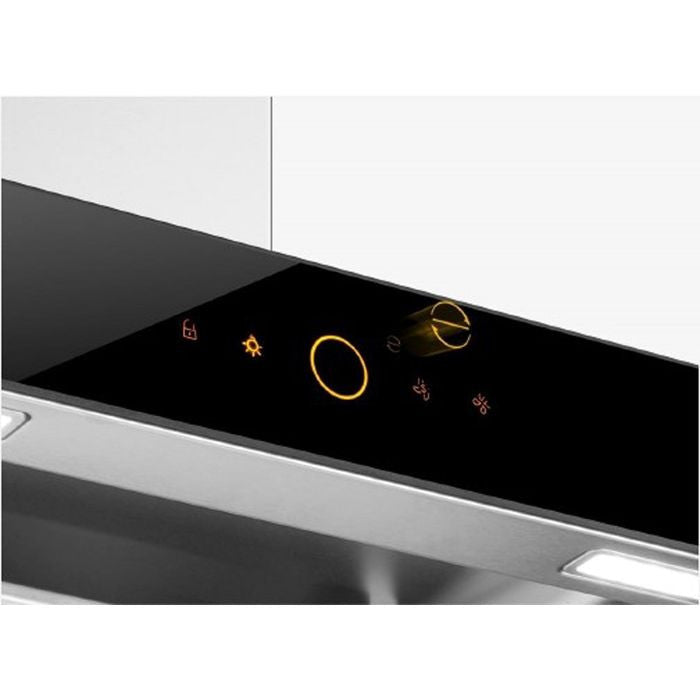 Fotile EMG9008 - CR Chimney Hood 90cm Wide Stainless Steel With Black Panel Surface Design | TBM Online