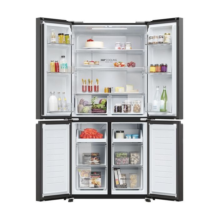 Haier HRF - IG585EM(GB) 4 Doors Fridge G529L Twin Inverter Air Flow Glass/Piano Black | TBM Online