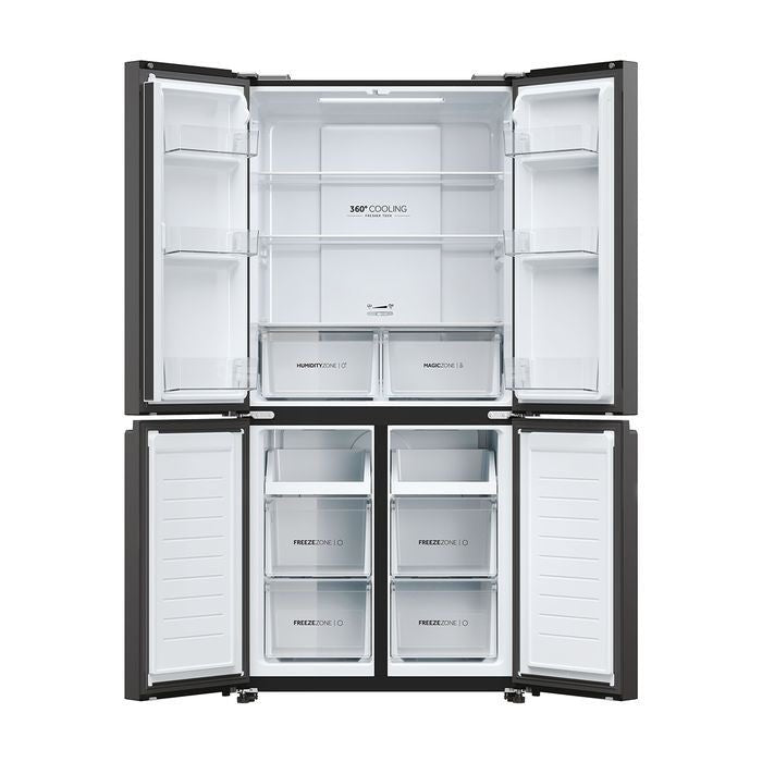 Haier HRF - IG585EM(GB) 4 Doors Fridge G529L Twin Inverter Air Flow Glass/Piano Black | TBM Online