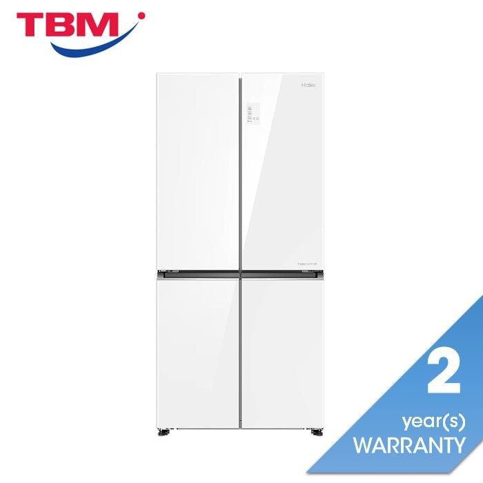 Haier HRF - IM585HG(W) 4 Doors Fridge G529L Twin Inverter Glass/White | TBM Online