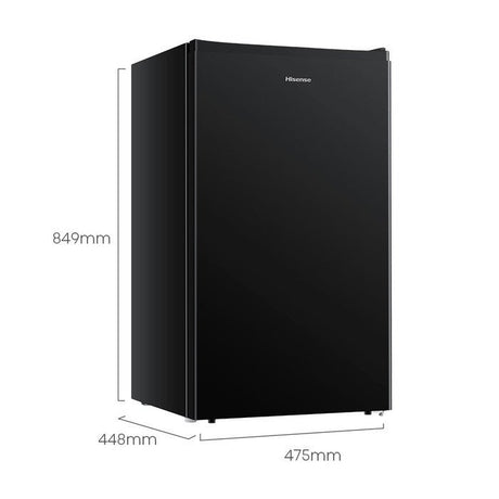 Hisense RR120D4ABN1 1 Door Fridge G110L R600A With LED Light Black Metal | TBM Online