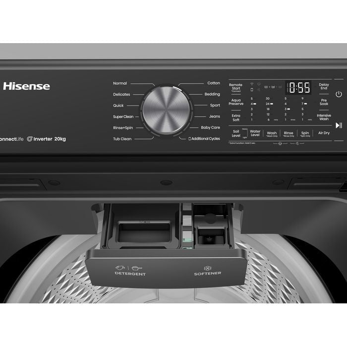 Hisense WT5T2015DT Top Load Washer 20.0kg Stainless Steel Titanium Gray | TBM Online