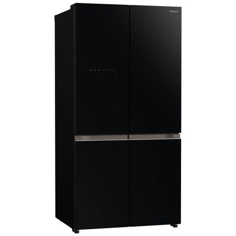 Hitachi R - WB640VM0 GBK 4 Doors Fridge Inverter French Bottom Freezer Inverter VAC.COMP G569L Glass Black | TBM Online