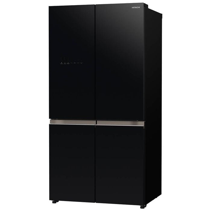Hitachi R - WB640VM0 GBK 4 Doors Fridge Inverter French Bottom Freezer Inverter VAC.COMP G569L Glass Black | TBM Online