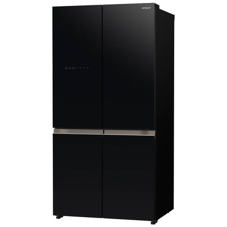 Hitachi R - WB640VM0 GBK 4 Doors Fridge Inverter French Bottom Freezer Inverter VAC.COMP G569L Glass Black | TBM Online