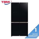 Hitachi R - WB640VM0 GBK 4 Doors Fridge Inverter French Bottom Freezer Inverter VAC.COMP G569L Glass Black | TBM Online