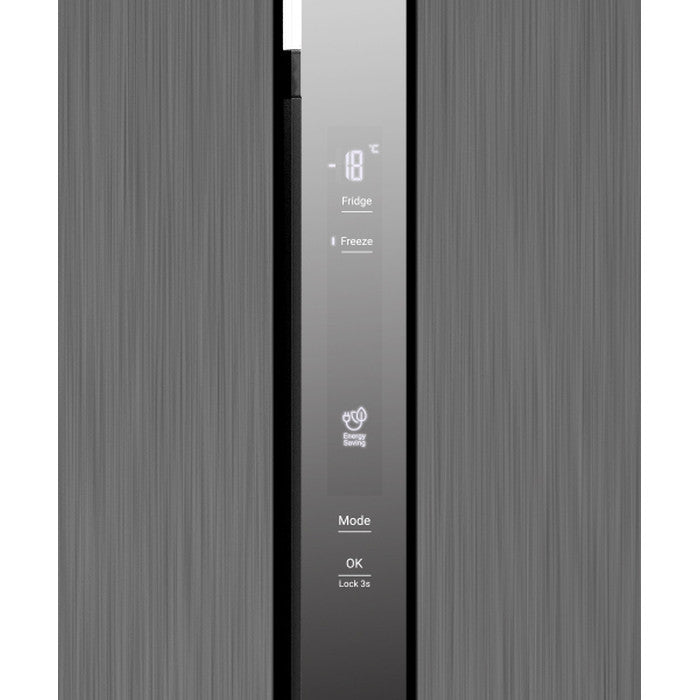 Hitachi HRSN9552DDXMY Side By Side 2 Doors Fridge N525L Mirror Touch Controller Dark Inox | TBM Online