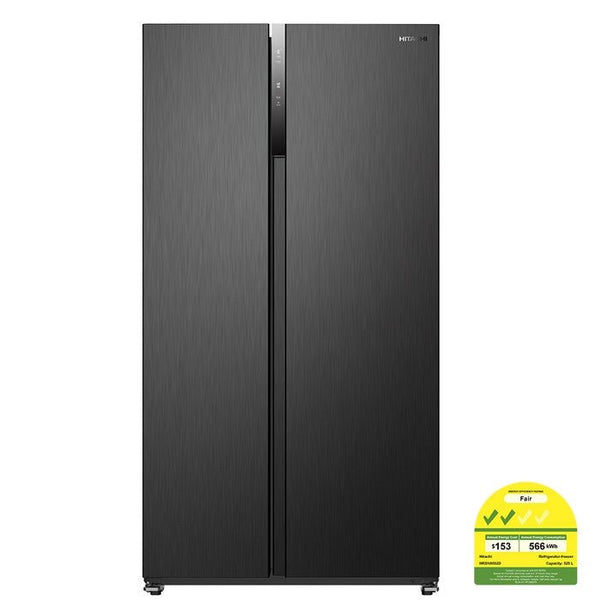 Hitachi HRSN9552DDXMY Side By Side 2 Doors Fridge N525L Mirror Touch Controller Dark Inox | TBM Online