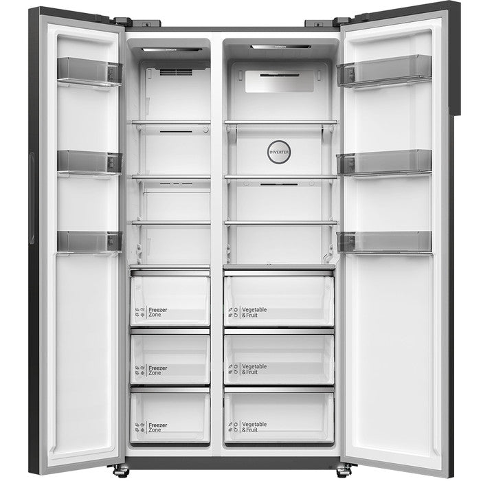 Hitachi HRSN9552DDXMY Side By Side 2 Doors Fridge N525L Mirror Touch Controller Dark Inox | TBM Online