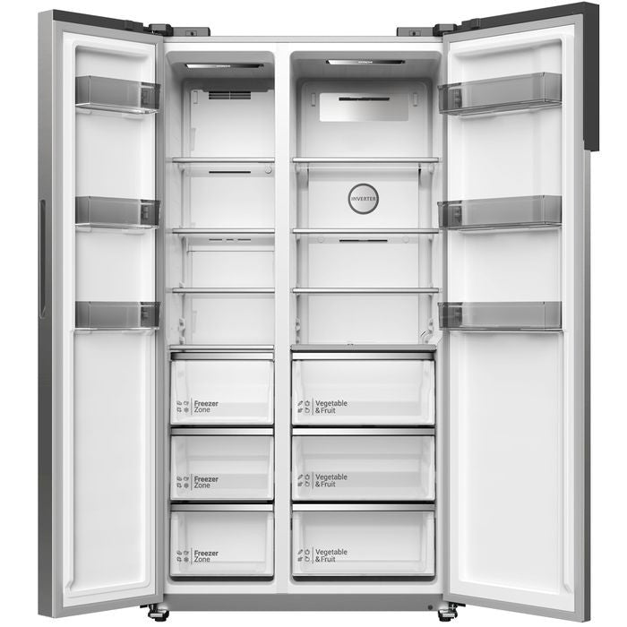 Hitachi HRSN9552DXMY Side - By - Side 2 Doors Fridge N525L Mirror Touch Controller Silver | TBM Online