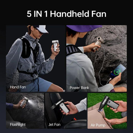 JisuLife Ultra2 Handheld Fan 9000mAh 25H Battery Life 43000RPM [Dark Grey / Light Brown] | TBM Online