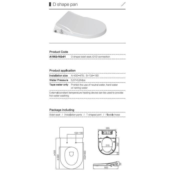 JoyLife JTS-001-D Manual Bidet D Shape | TBM Online