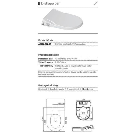 JoyLife JTS-001-D Manual Bidet D Shape | TBM Online