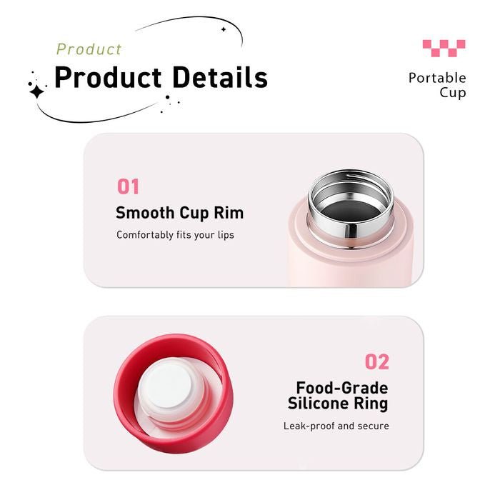 JoYoung JVC - 45V91(P) Minimalist 304 Stainless Steel Vacuum Bottle 450ml Pink | TBM Online