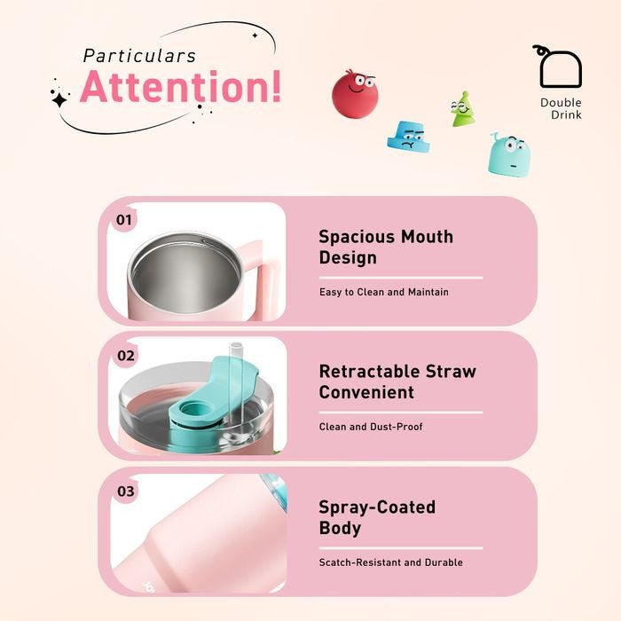 JoYoung JVC - 80V26(P) 304 Stainless Steel Straw Tumbler 800ml Pink | TBM Online