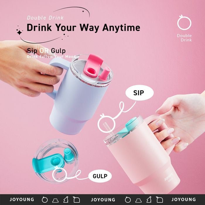 JoYoung JVC - 80V26(P) 304 Stainless Steel Straw Tumbler 800ml Pink | TBM Online