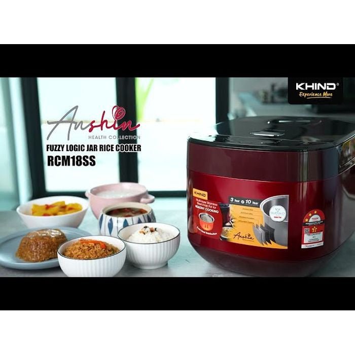 Khind RCM18SS Rice Cooker Anshin Fuzzy Logic 1.8L Red Alpha | TBM Online