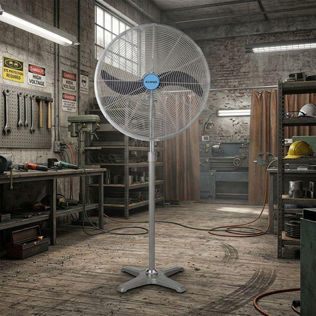 Khind SF2602 Industrial Stand Fan 26" Built-In Safety Thermal Fuse Grey | TBM Online