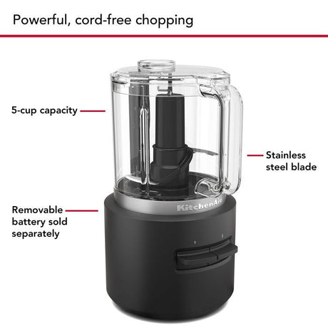 Kitchenaid 5KFCR500BM Food Chopper GO Cordless 3 Speeds Without Battery 1.18L Black Matte [Battery Sold Separately] | TBM Online