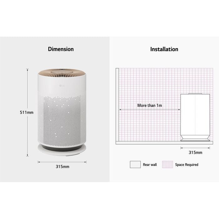 LG AS60GHCG0 Puricare 360 Hit Air Purifier With Compact And Complete Air Purification Brown | TBM Online