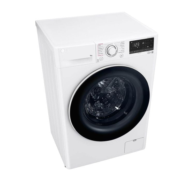 LG FV1209S5WA Front Load Washer 9.0kg ThinQ Tempered Glass Door Stainless Steel Lifter | TBM Online