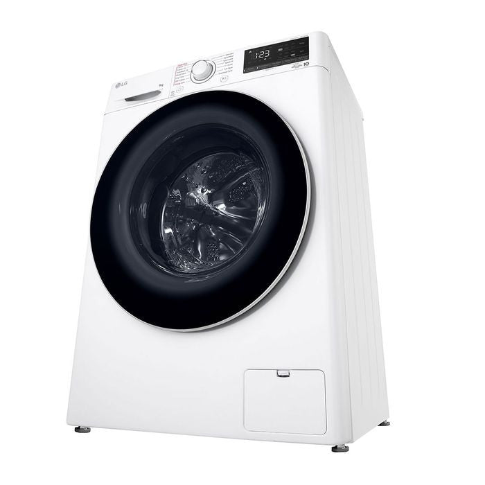 LG FV1209S5WA Front Load Washer 9.0kg ThinQ Tempered Glass Door Stainless Steel Lifter | TBM Online