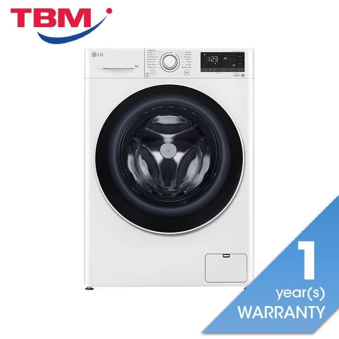 LG FV1209S5WA Front Load Washer 9.0kg ThinQ Tempered Glass Door Stainless Steel Lifter | TBM Online