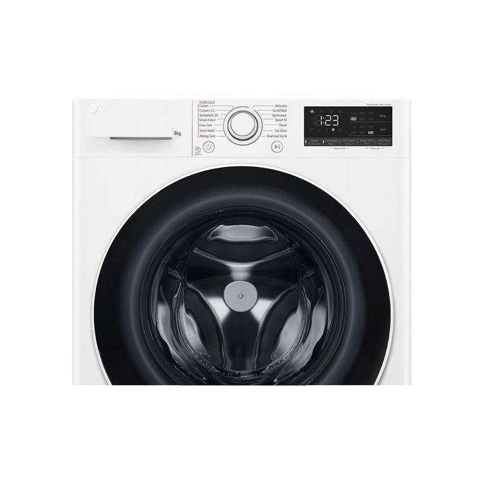 LG FV1209S5WA Front Load Washer 9.0kg ThinQ Tempered Glass Door Stainless Steel Lifter | TBM Online