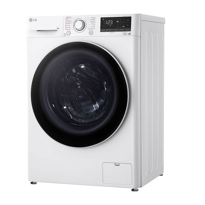 LG FV1209S5WA Front Load Washer 9.0kg ThinQ Tempered Glass Door Stainless Steel Lifter | TBM Online