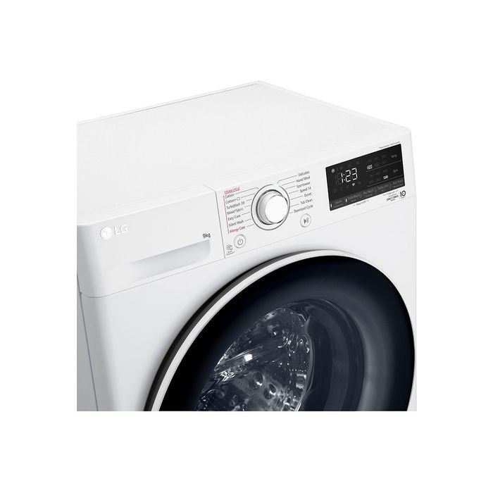 LG FV1209S5WA Front Load Washer 9.0kg ThinQ Tempered Glass Door Stainless Steel Lifter | TBM Online