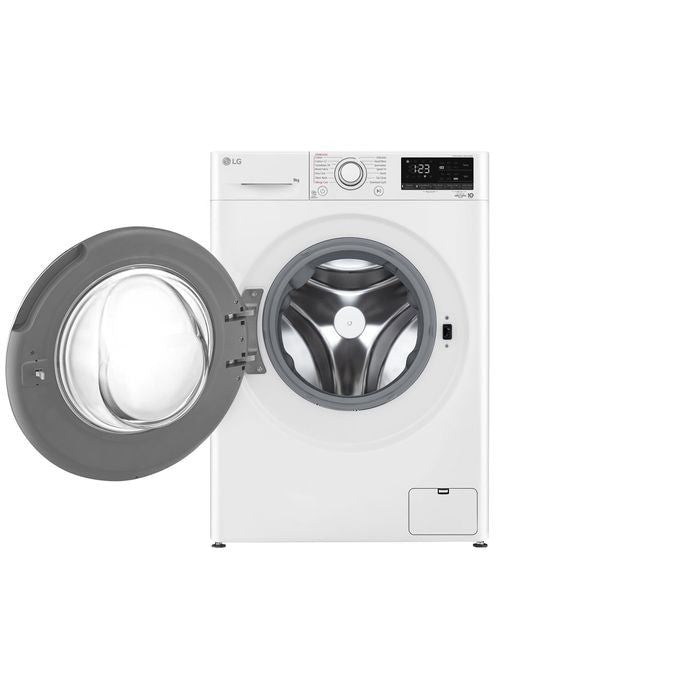 LG FV1209S5WA Front Load Washer 9.0kg ThinQ Tempered Glass Door Stainless Steel Lifter | TBM Online