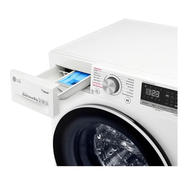 LG FV1409S4W Front Load Washer Inverter Direct Drive Spa Steam Add Item Smart Think Q 9.0Kg | TBM Online