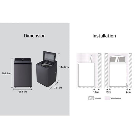 LG TX2725AT9J Top Load Washer 25kg With Intelligent Fabric Care | TBM Online