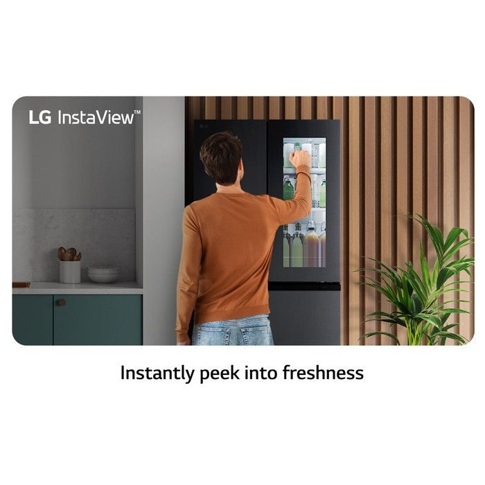 LG GC-V22FFQMB 4 Doors Fridge 431L French Door With Instaview Black Steel | TBM Online